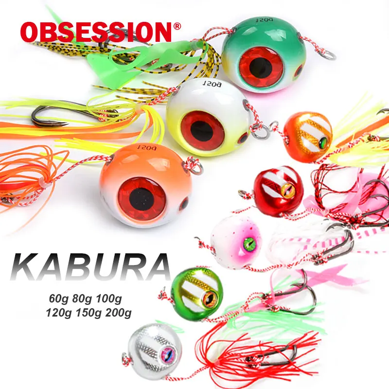 OBSESSION 60g 80g Slider Jig Metal Jig Sea Bream Tai Rubber Kabura Jig Fishing Lures Snapper Grouper Tenya Sea Fishing BKK Hook