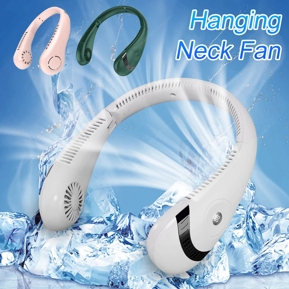 

Portable Hanging Neck Fan Air Conditioners 5000mAh Digital Display Foldable Cooling Fan Ventilador USB Rechargeable Neck Cooler