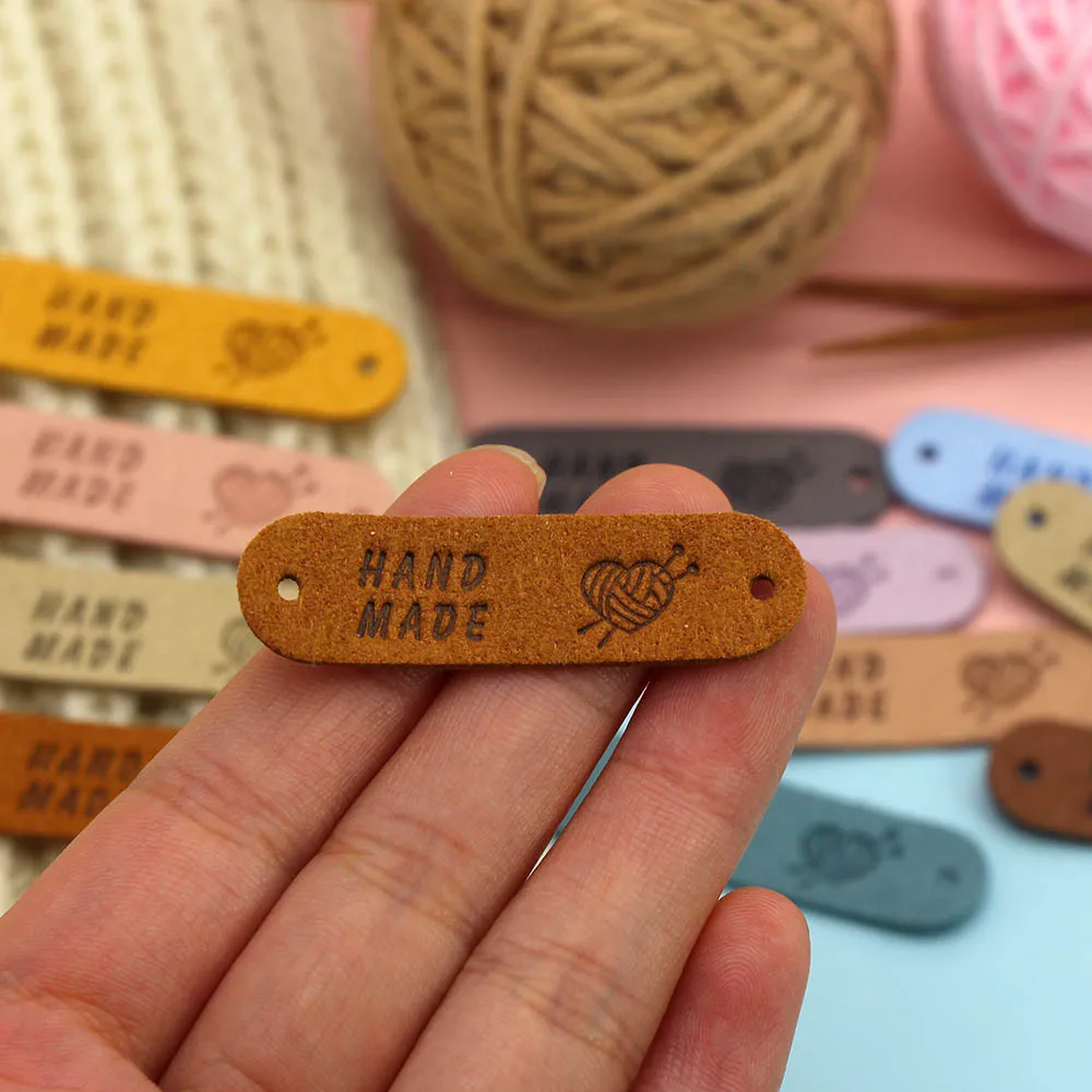 20 шт. этикетки ручной работы ярлыки из пряжи в форме сердца для одежды кожаные