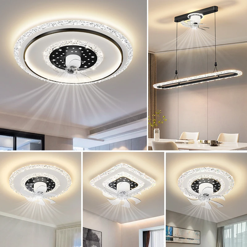 

Pure Copper Motor Warranty For Fan Light LED Intelligent Ceiling Light Restaurant Kitchen Living Room Bedroom Fan With Light