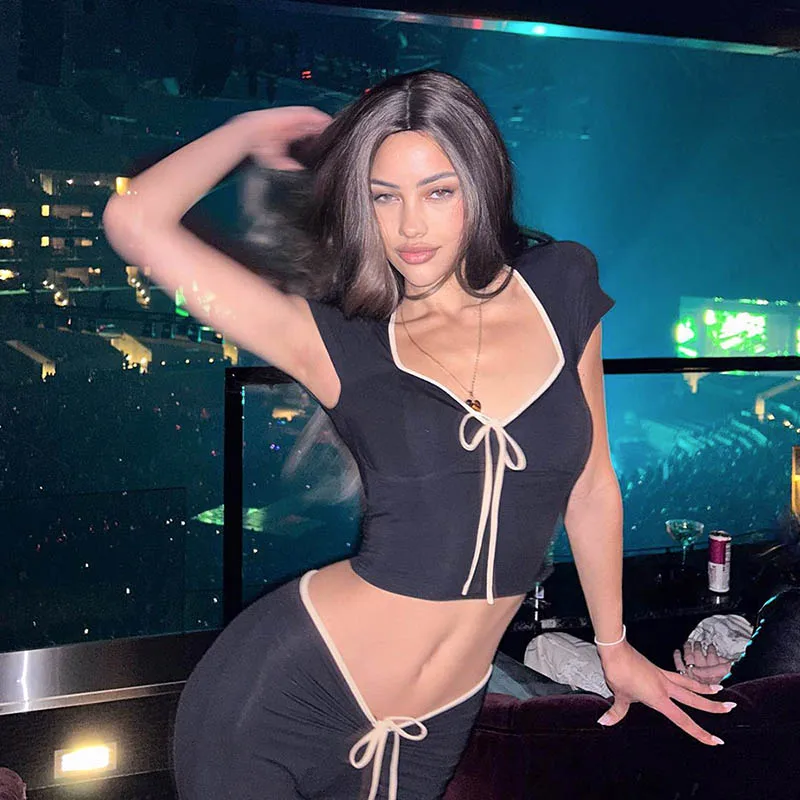 Летний укороченный топ Y2k с бантом детские футболки женская одежда шикарные