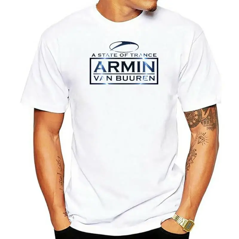 

Мужская белая хлопковая Футболка Armin Van Buuren с надписью «State Of Trance»