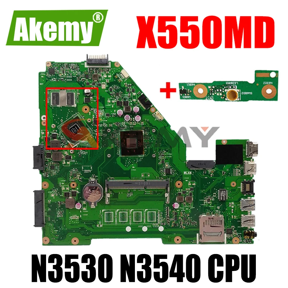 

Akmey X550MD motherboard For Asus X550MJ Laptop motherboard X550M X550MD X552M Notebook mainboard N3530 N3540 GT820M/2GB