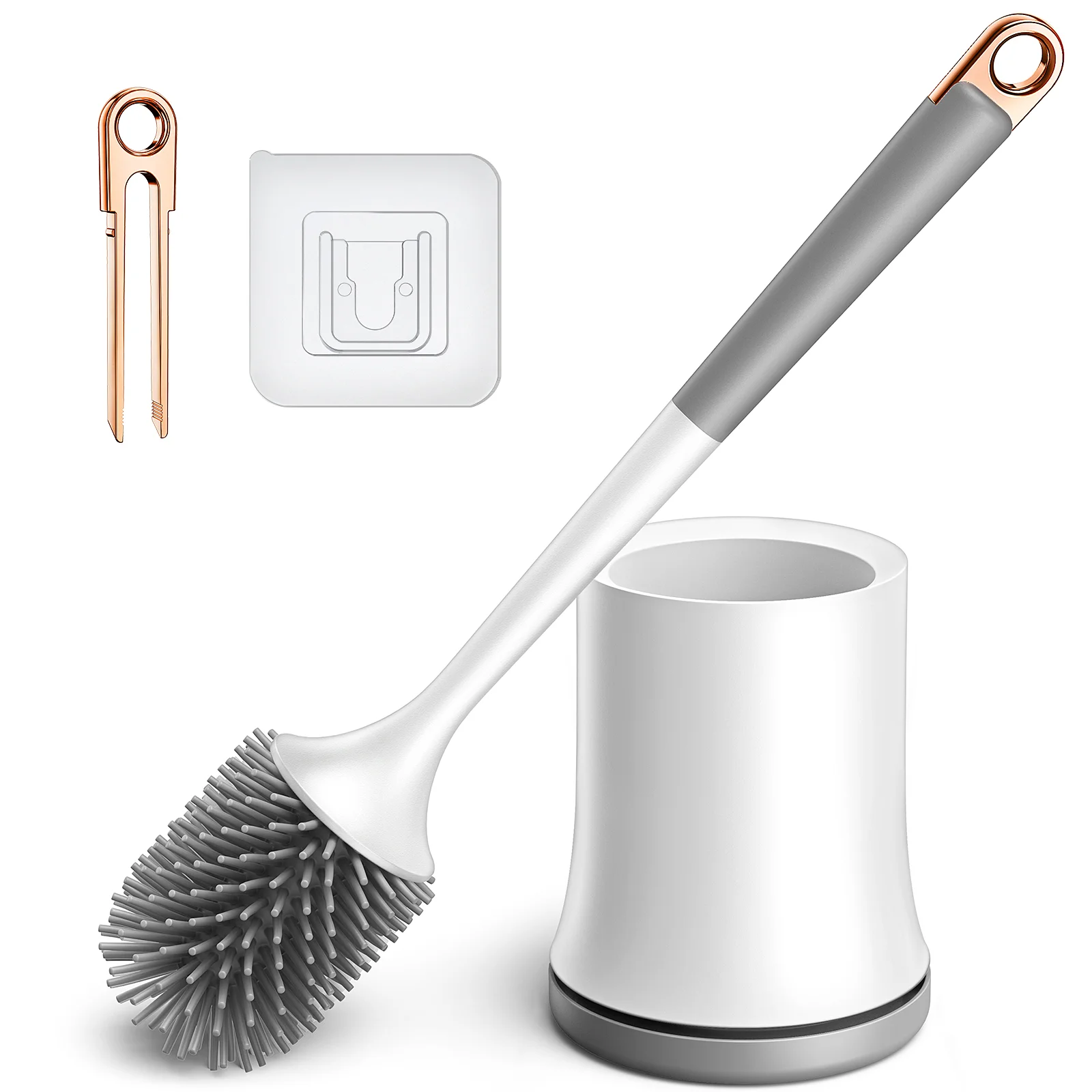 

1 Pack Toilet Brush with Holder Toilet Bowl Brush with Soft Bristles 360° Toilet Cleaning Brush for Home Hotel Bathroom Cleaning