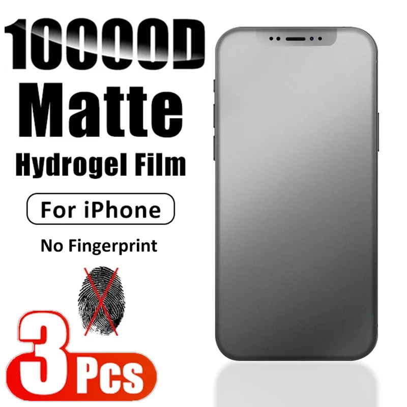 

3Pcs Matte Hydrogel Film for iPhone 11 14 Pro Max 12 Mini 7 8 Plus No Fingerprint Screen Protector for IPhone 13 Pro X XR XS MAX