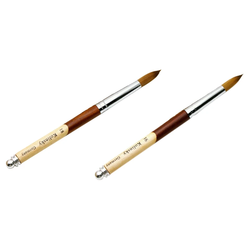 

2 Pcs Acrylic Crimped Nail Brush Nail Art Brush With Acrylic Handle - 18 & - 16