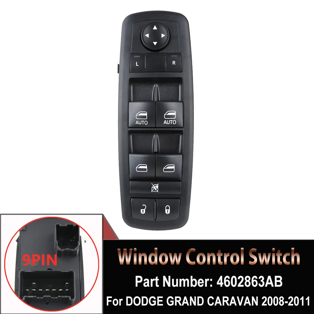 

High Quality 9 Pin Power Window Control Switch For Dodge Ram 1500 2500 3500 2009-2012 4602863AD 68110866AA 4602863AC 4602863AB
