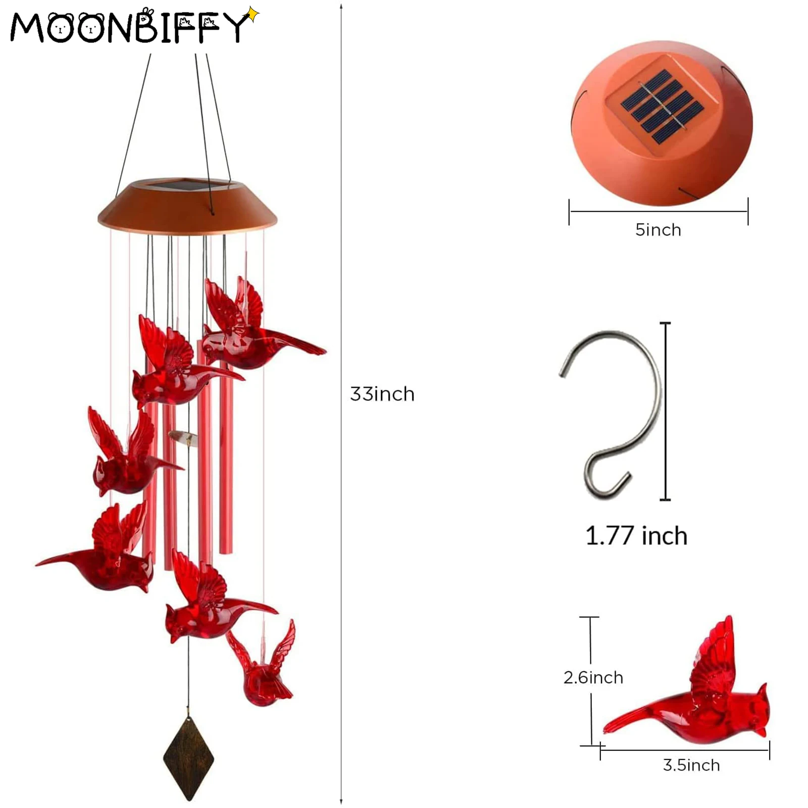 

LED Solar Wind Lights Color Changing Outdoor Waterproof Wind Chime Windbell Light Solar Powered Lamp Garden Decorations