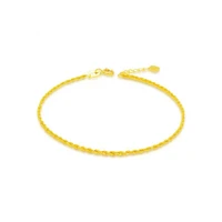 trendy 16 19cm real 22k gold rope bracelet for women girls jewellry au916 yellow gold chain bracelets bangle birthday gift