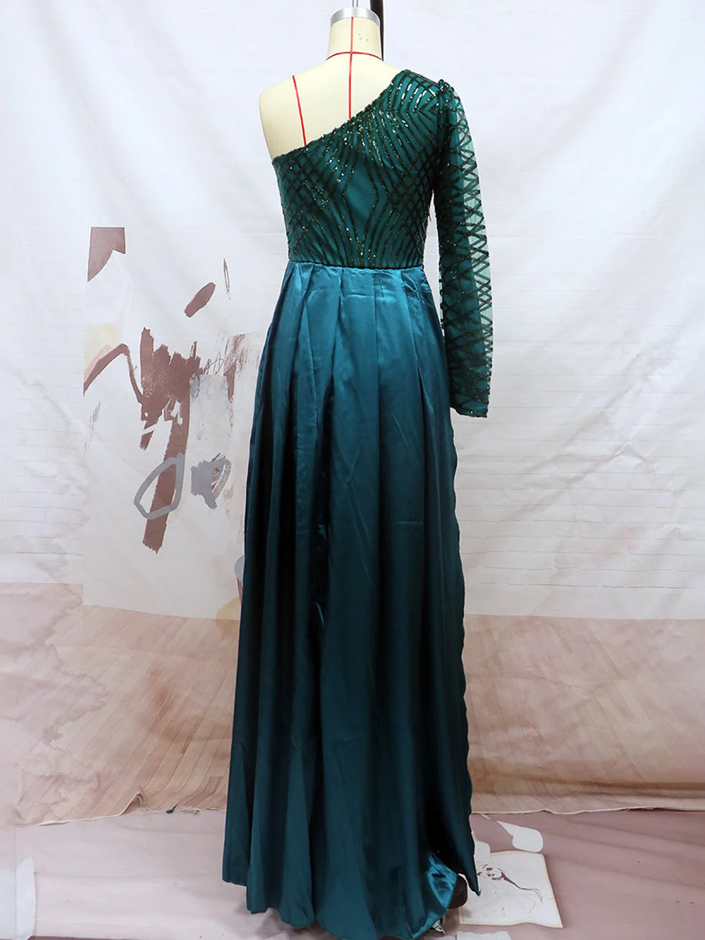 Romans Long Evening Dress Green Women's Dress One Shoulder Long Dress Party Dress Women Clothing Dress Prom Dress