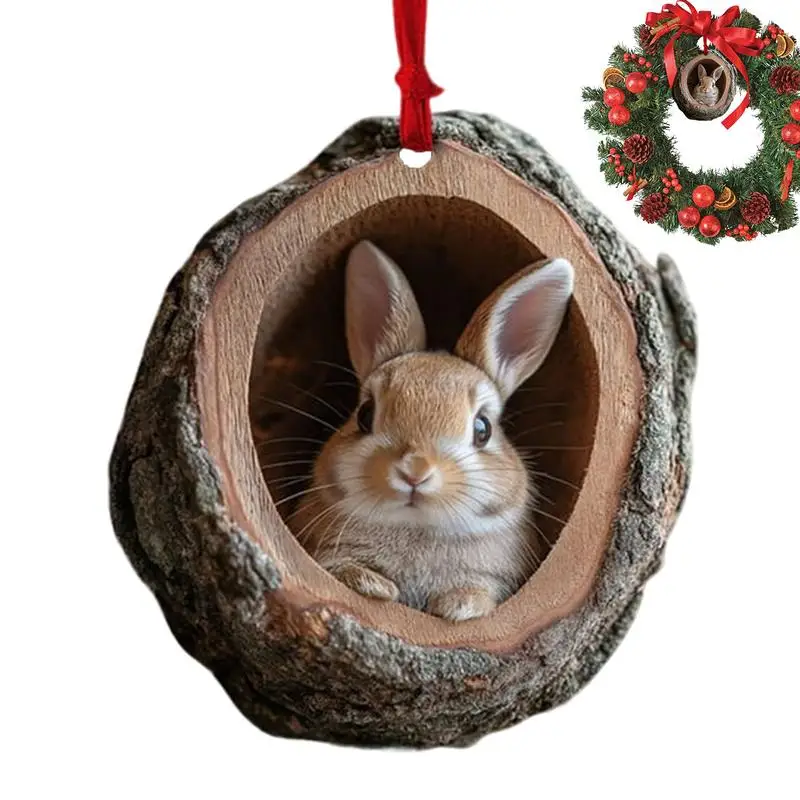 Рождественский акриловый кулон в виде животного енот сова белка еж кролик птица