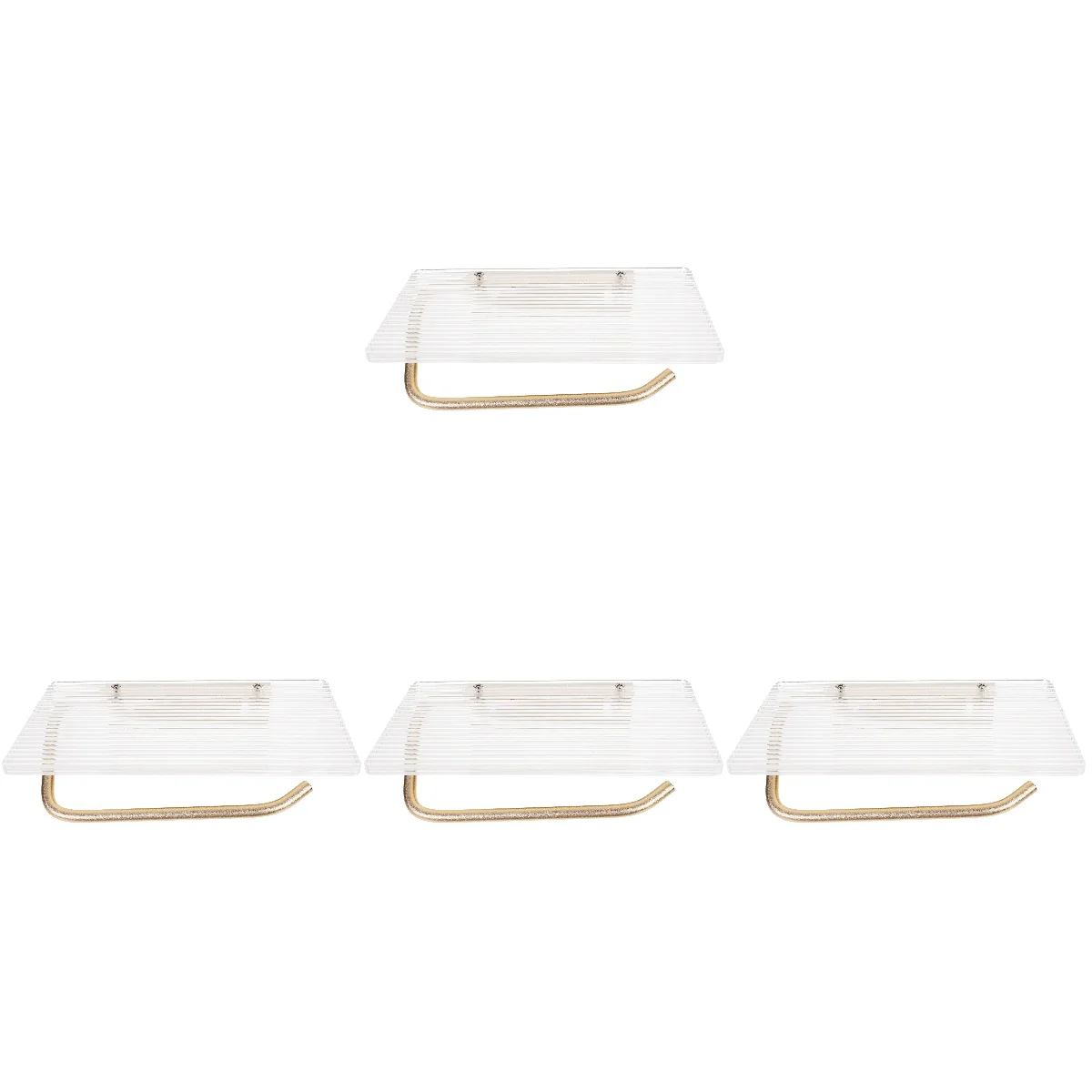 

4 Pieces Wall Mounted Shelves Paper Roll Holder Towel Rack 16X10CM Tissue Phone Shelf Golden Iron Toilet Storage