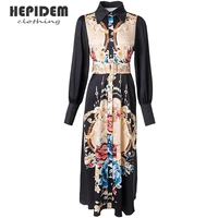 hepidem clothing summer fashion tight chiffon long dresses womens long sleeve elegant floral print party holidays dress 69804