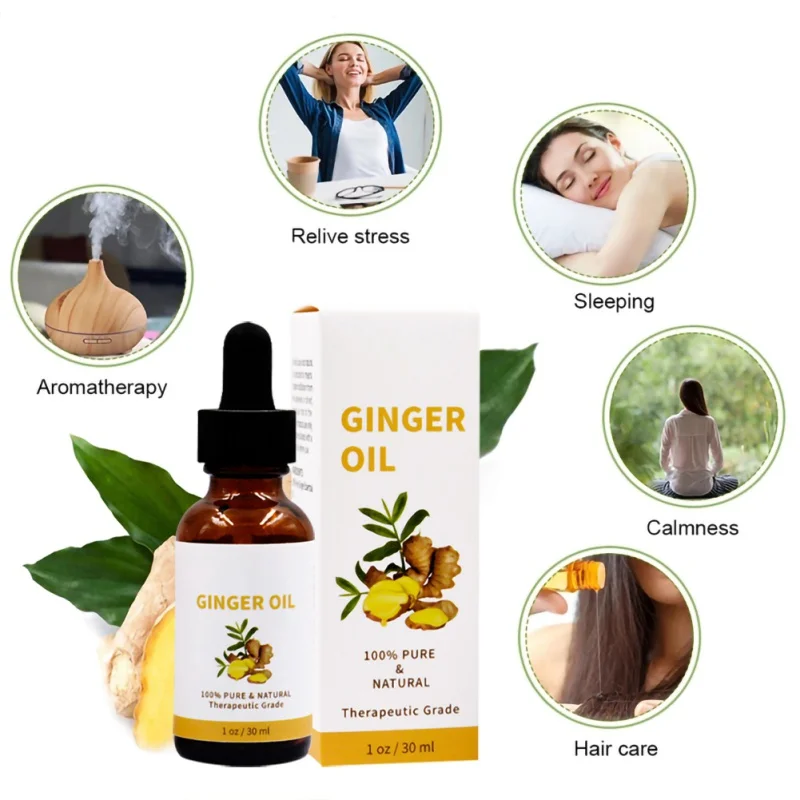 Эфирное масло чистого имбиря для массажа кожи тела 30 мл предотвращает выпадение