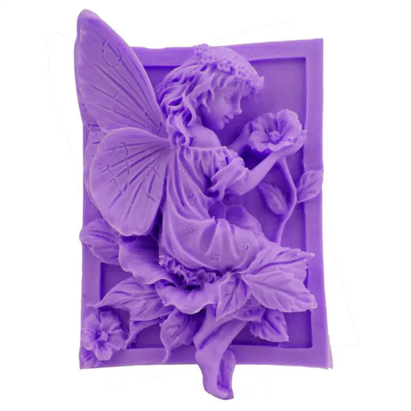 

3D Angel Flower Fairy Silicone Mold DIY Soap Clay Candle Making Cake Fondant Baking Mould Decorating Tool