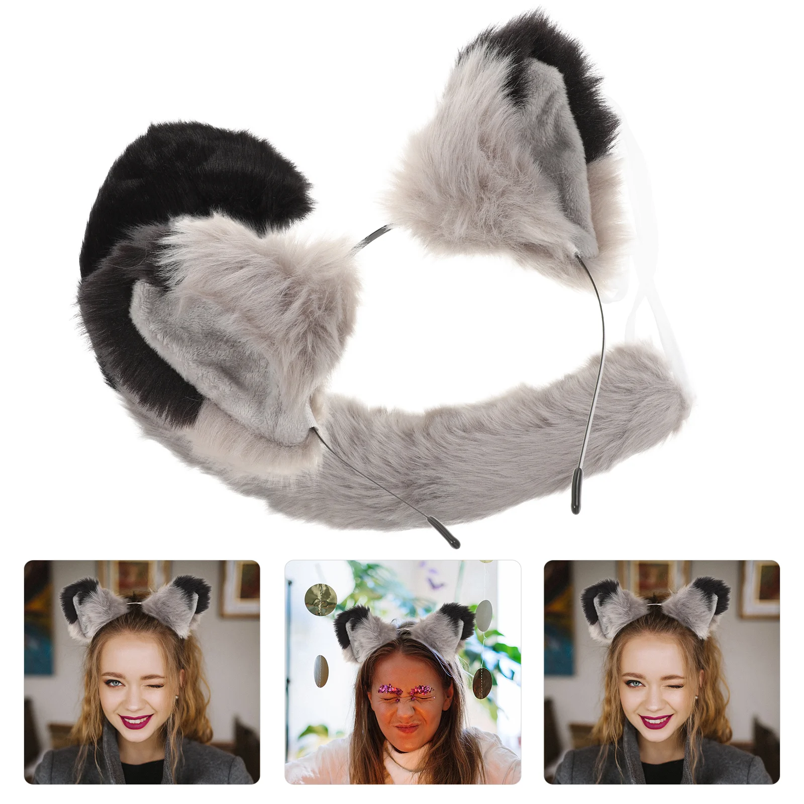 

Animal Headband Tail Ears Hair Hoops Kids Girlfriend Fancy Dress Makeup Set Aniaml Hairbands Foxes Costume Fur