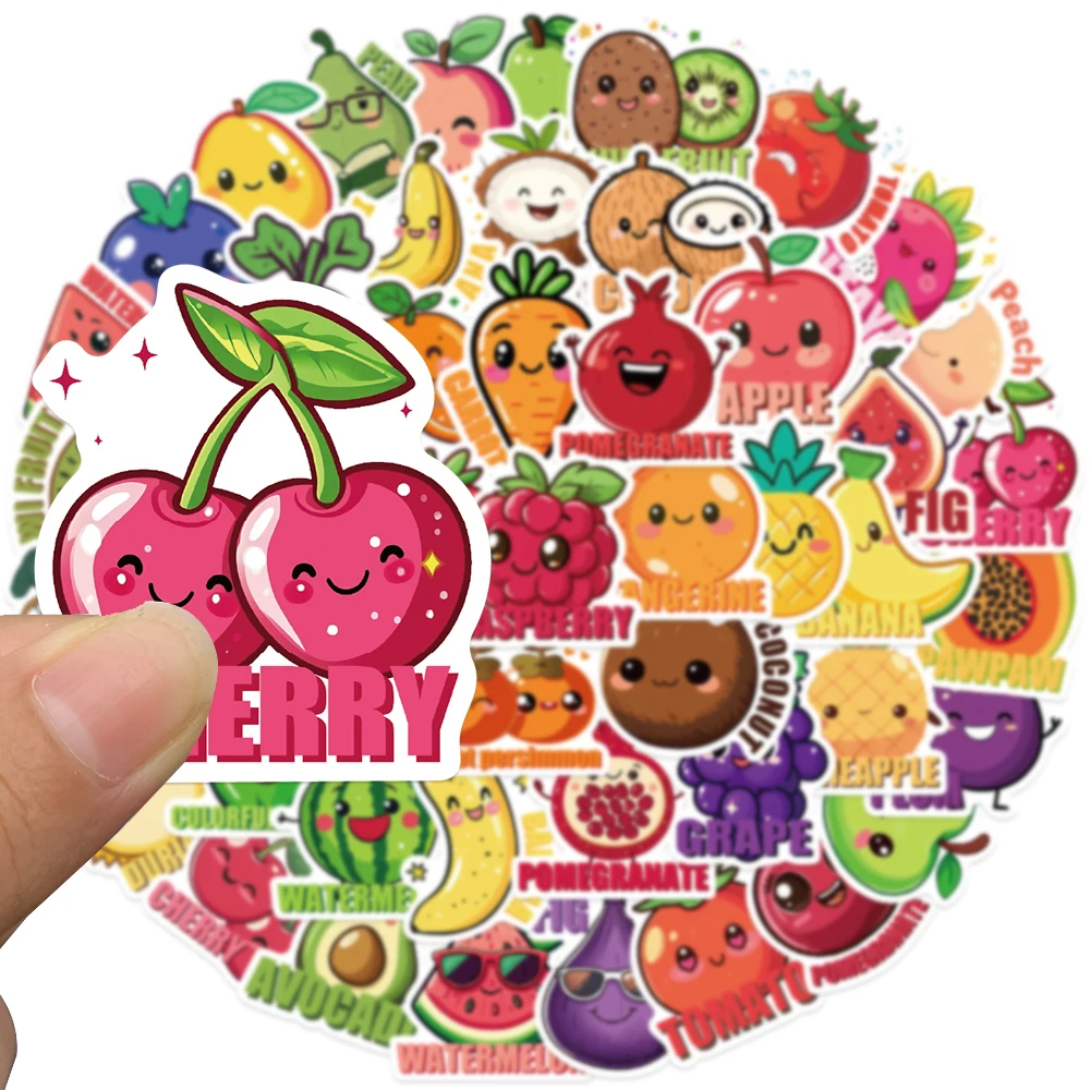 50pcs Cartoon Fruit Apple Orange Stickers Decals For Phone Notebook Suitcase DIY Graffiti Aesthetic Kids Toys Gifts