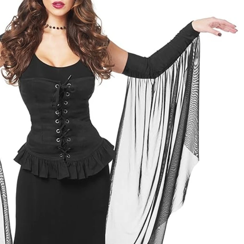 Тюль с рукавами ведьмы для выпускного вечера на Хэллоуин женщин и девочек