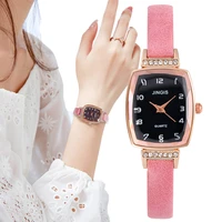 luxury diamond women 2022 fashion watches retro number rectangle ladies quartz wristwatches qualities pink leather female clock