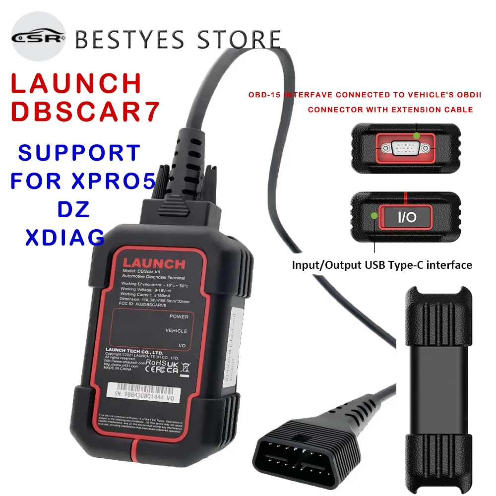 

Launch X431 DBScar VII 7 DBScar7 Support CANFD CAN FD DOIP Protocol Bluetooth Connector Code Scanner for XPRO5/DZ/XDIAG