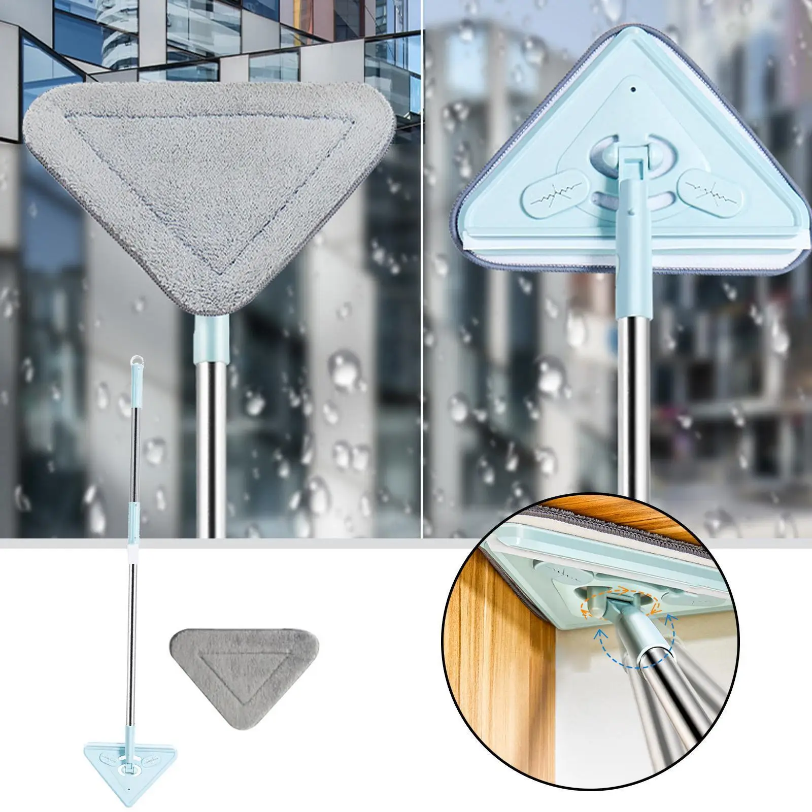

Large Window Cleaning Mop Glass Cleaner Wash Expansion Wall Automatic Kitchen Door Sweeping Brush Wiper Items Floor Supplie X1u1