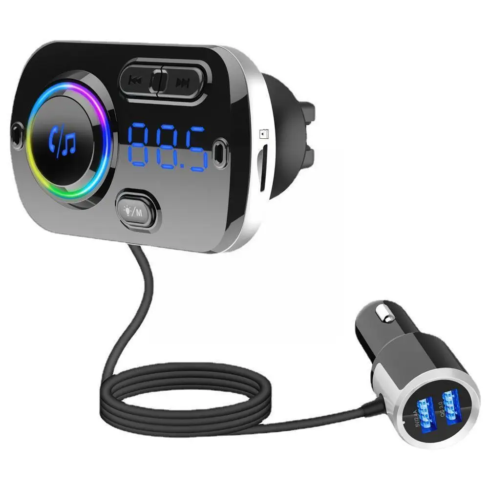 

Car FM Transmitter Bluetooth 5.0 USB Car Charger Kit MP3 Light Music Modulator FM Calling Hands-Free LED Player Car Kit Wir A8V8