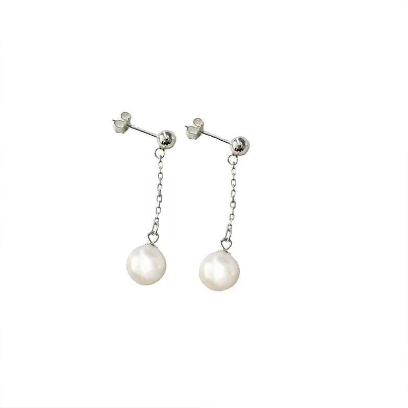

Серьги из серебра S925 пробы с жемчугом, Корейская версия, модные серьги-кисточки с простым и тонким лицом для шоу друзей