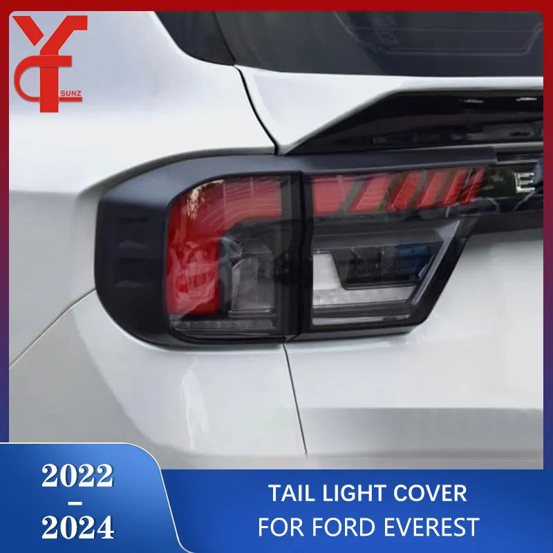 

Black ABS Tail Lights Cover Trim For Ford Everest Endeavour 2022 2023 Rear Lamp Hoods Accessories Car Styling