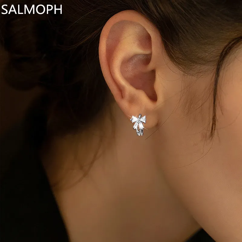 

Korea New Delicate Small Bowknot Zircon Ear Buckles Sweet Temperament Super Shiny Zircon Earrings Women Fashion Leisure Jewelry