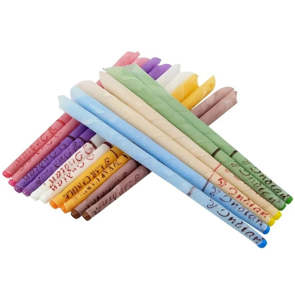 

100pcs Pieces of Aromatherapy Ear Candle Quiet Bergamot Horn with Plug Ear Maintenance Matching Tray