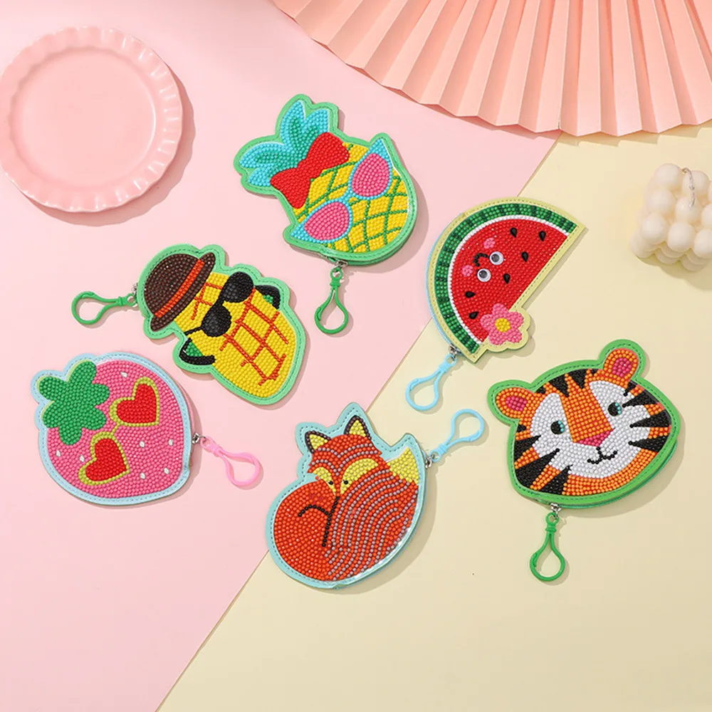

DIY Children's Cartoon Coin Purse Diamond Painting sticker Coin Purse keychain 5D Crystal Kids Handmade Sticker Wallet Gifts