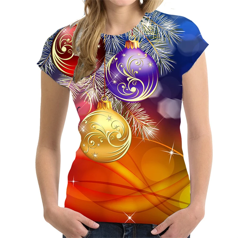 

Christmas Shirts Women Summer 3d Christmas Tee Shirts Clothes Kids Casual Short Sleeve Tops Streetwear Oversized T Shirt Famale