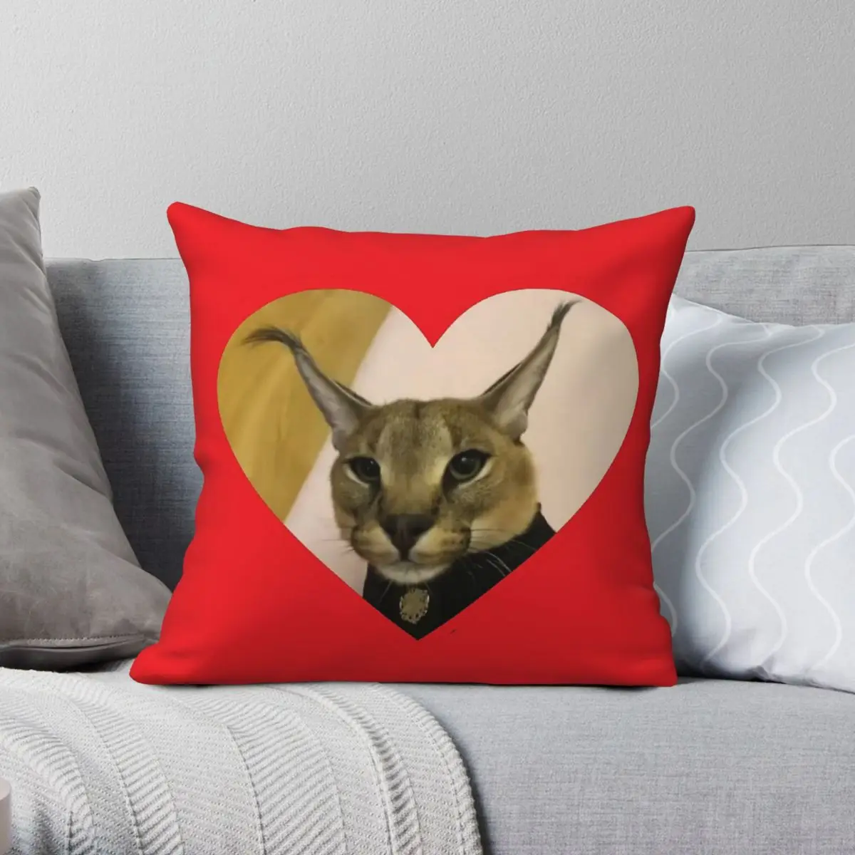 Милая Большая квадратная наволочка Floppa Hecker из полиэстера и льна бархатная с