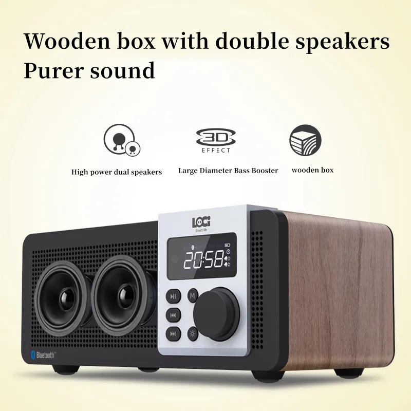 

High Power Wireless Bluetooth Speaker FM Radio Bluetooth Speaker Stereo/USB and TF Card Playback/alarm Timer/breakpoint Memory M
