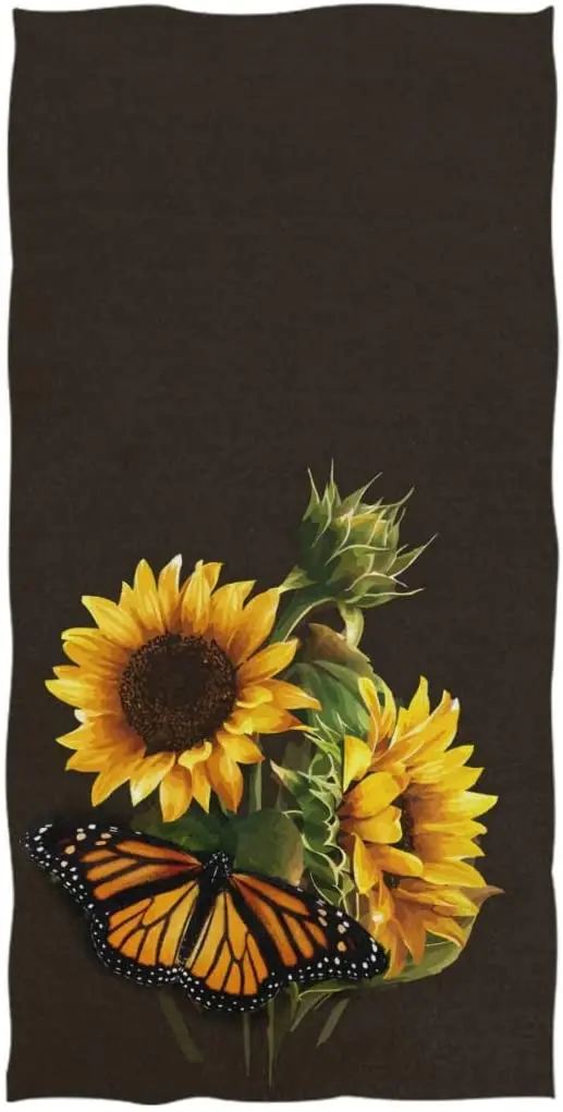 

Face Towel Chic Beautiful Sunflower Butterfly Print Soft Highly Absorbent Guest Large Home Decorative Hand Towels Multipurpose f