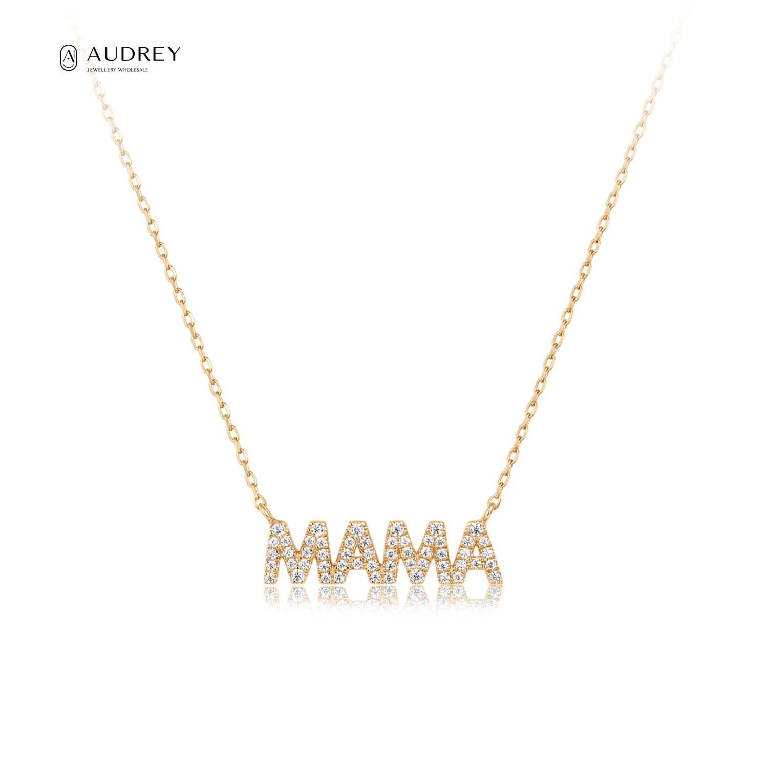 

Audrey Letter Diamond Jewelri 14K Solid Gold Pendant Alphabet MAMA Necklace Fine Jewelry Necklace