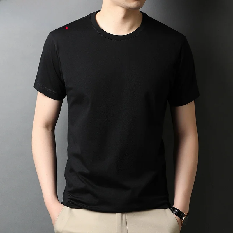 Hengyuanxiang Pure Cotton Short sleeve T-shirt Men's Summer round Neck White Top Half Sleeve Black Bottoming Shirt Trendy