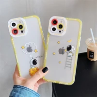 punqzy new cute astronau all inclusive drop protection clear shell phone case for iphone 13 12 11 pro max xr xs 8 6 7 plus cover