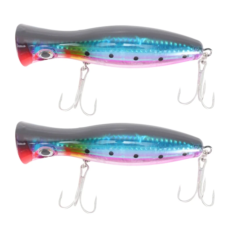 

2Pcs Popper Fishing 3D Augen With Treble Hooks 12Cm 42G Topwater Hard Lure Soft Isca Artificial Fishing Lure Tackles