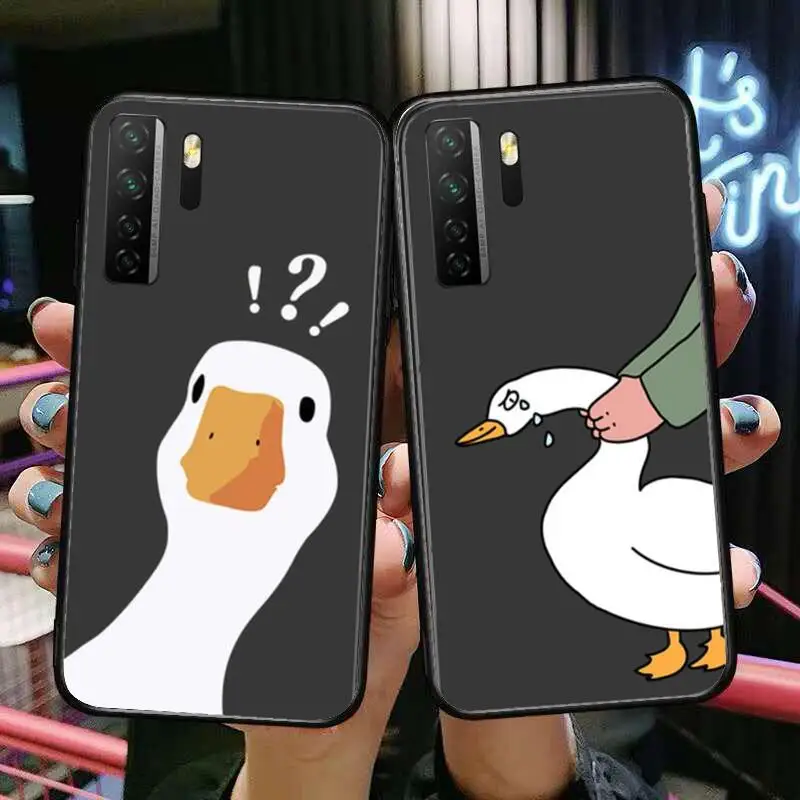 

Cartoon Doubt Duck Black Soft Cover The Pooh For Huawei Nova 8 7 6 SE 5T 7i 5i 5Z 5 4 4E 3 3i 3E 2i Pro Phone Case cases