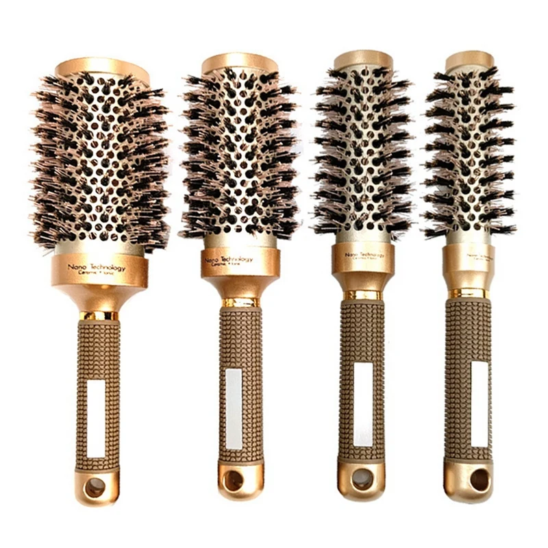 

4 Pcs Round Hair Comb Hairdressing Curling Hair Brushes Ceramic Iron Hair Comb Brush Curler Comb Round Comb Hair Brushes