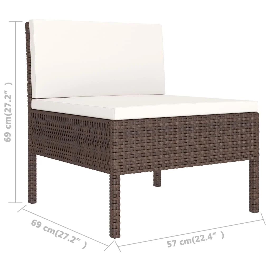 

Outdoor Patio Chairs Graden Porch Outside Furniture Set Balcony Lounge Chair Decor 3 pcs with Cushions Poly Rattan Brown