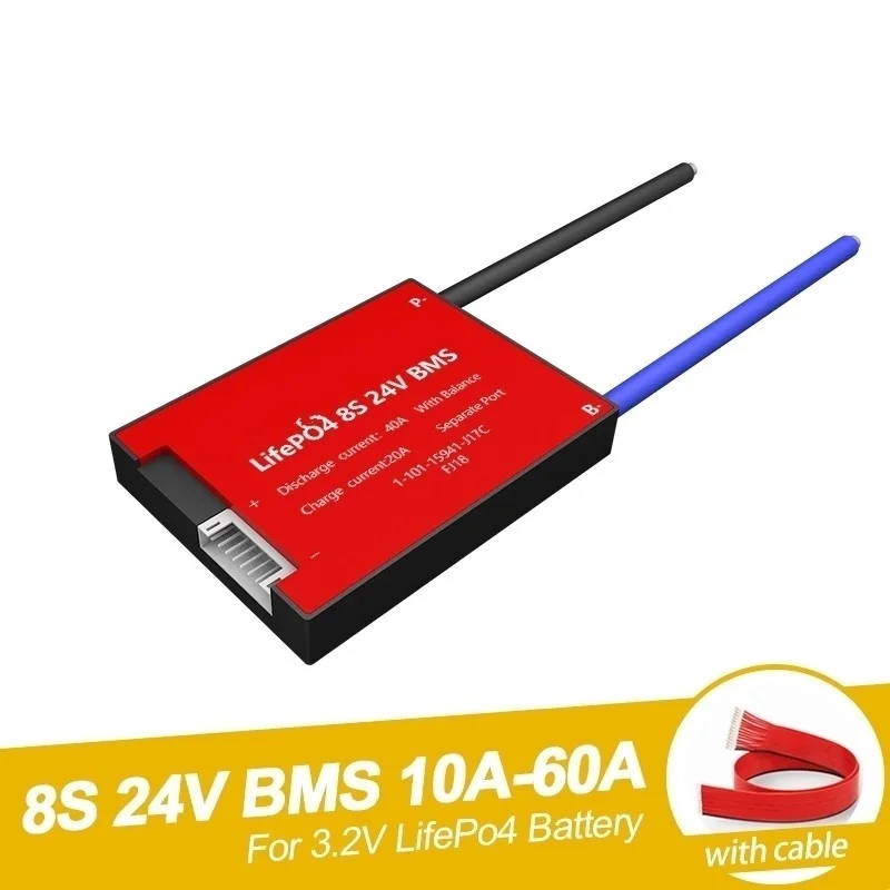 

8S 24V 20A 30A 40A 50A 60A BMS для литиевой LiNCM LiFePO4 аккумуляторной батареи Водонепроницаемый для скутера