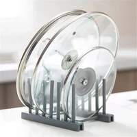 kitchen organizer pot kitchen accessories lid rack stainless steel spoon holder pot lid shelf cooking dish rack pan cover stand