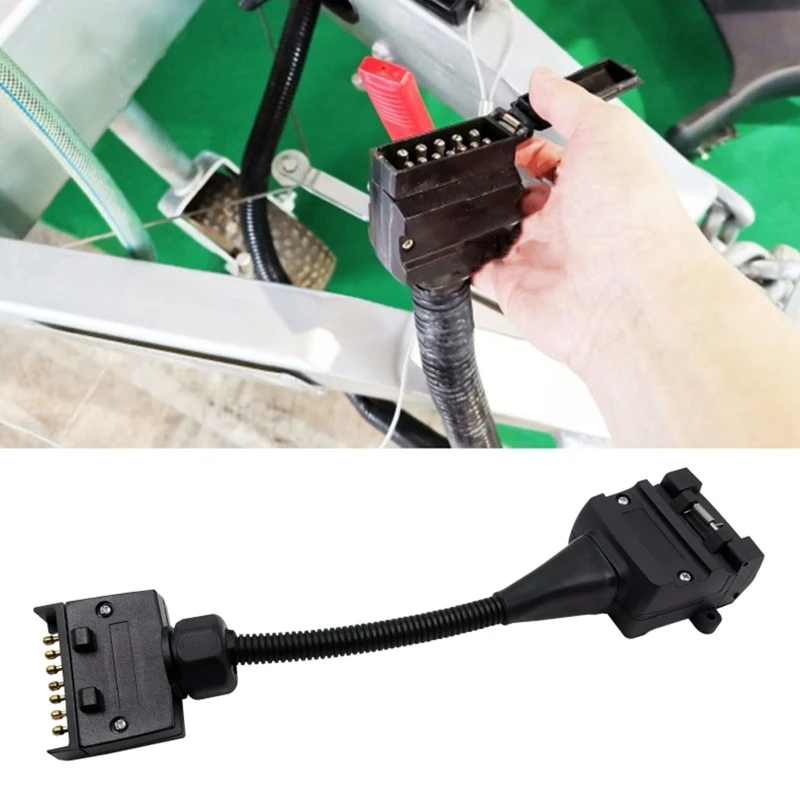 

7 Way Flat to 12 Way Pin Flat Trailer Wiring Harness Connector Adapter Plug Car Socket Adapter Converter E8BC