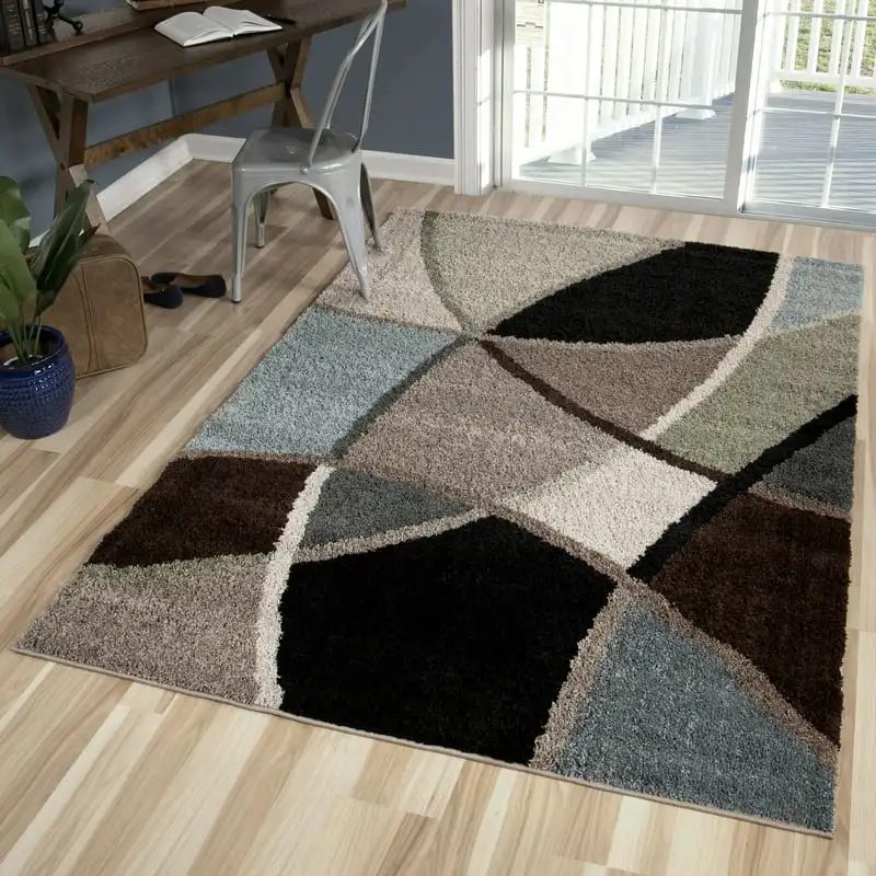 

Abstract Transitional Area Rug, Beige