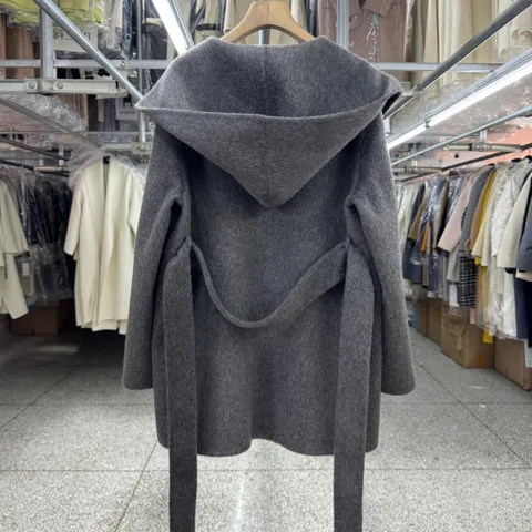 DNBS Женское шерстяное пальто серого цвета