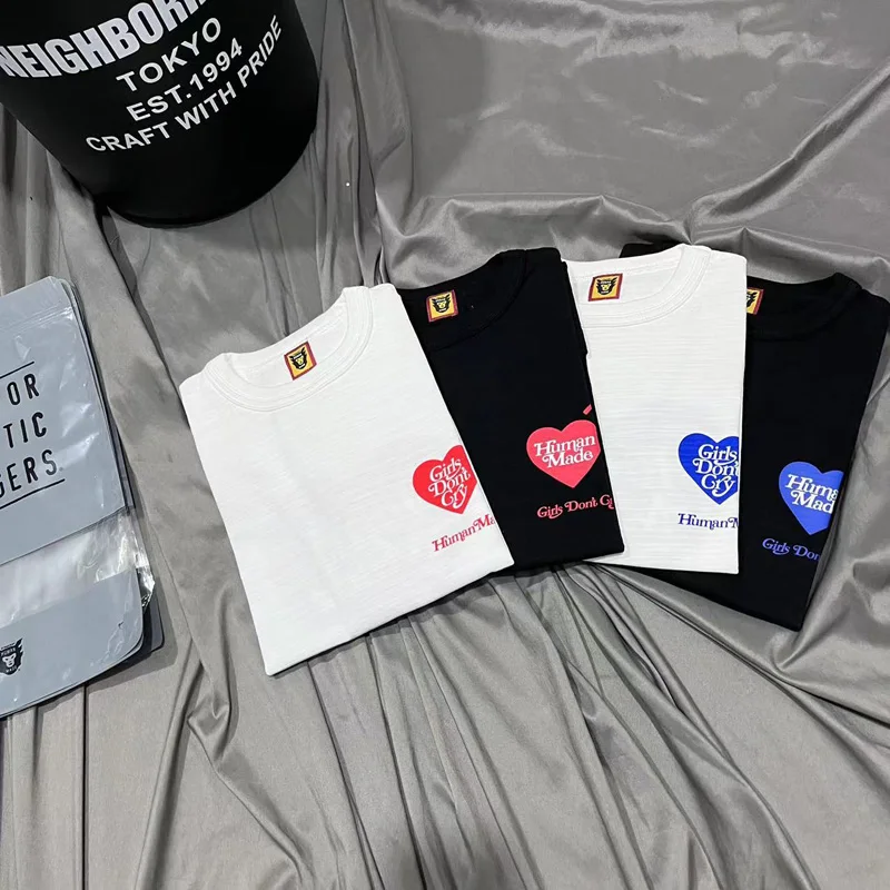 

Heart Human Made Girls Don't Cry Tops Tees Oversized White Pure Cotton T Shirts