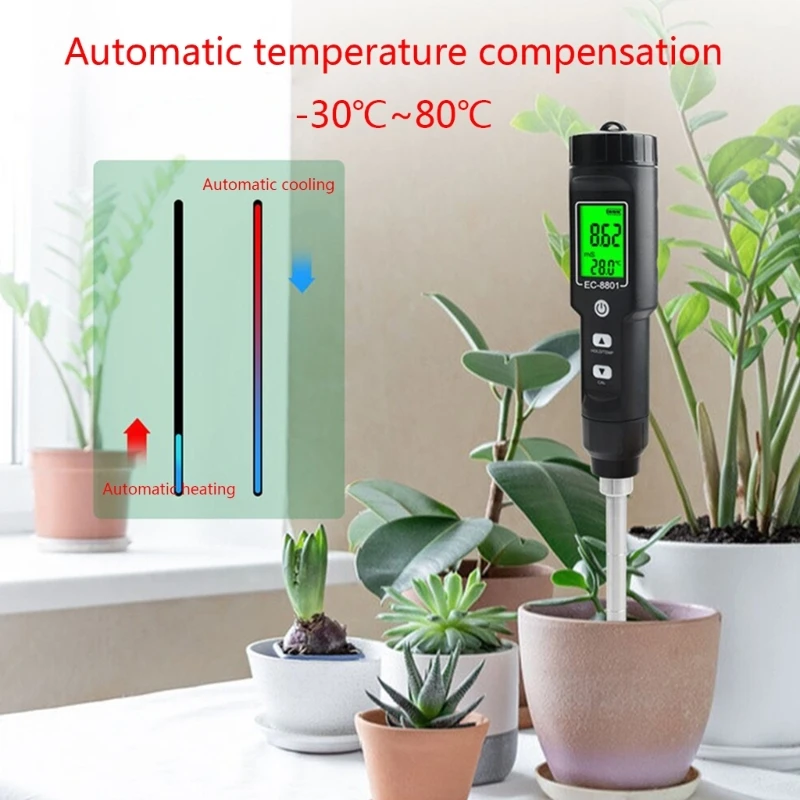 

Soil Salinity EC Meter Sunlight Garden Flower Moisture Sensor Meter Plants Acidity Humidity Monitor Detector Hygrometer 87HA