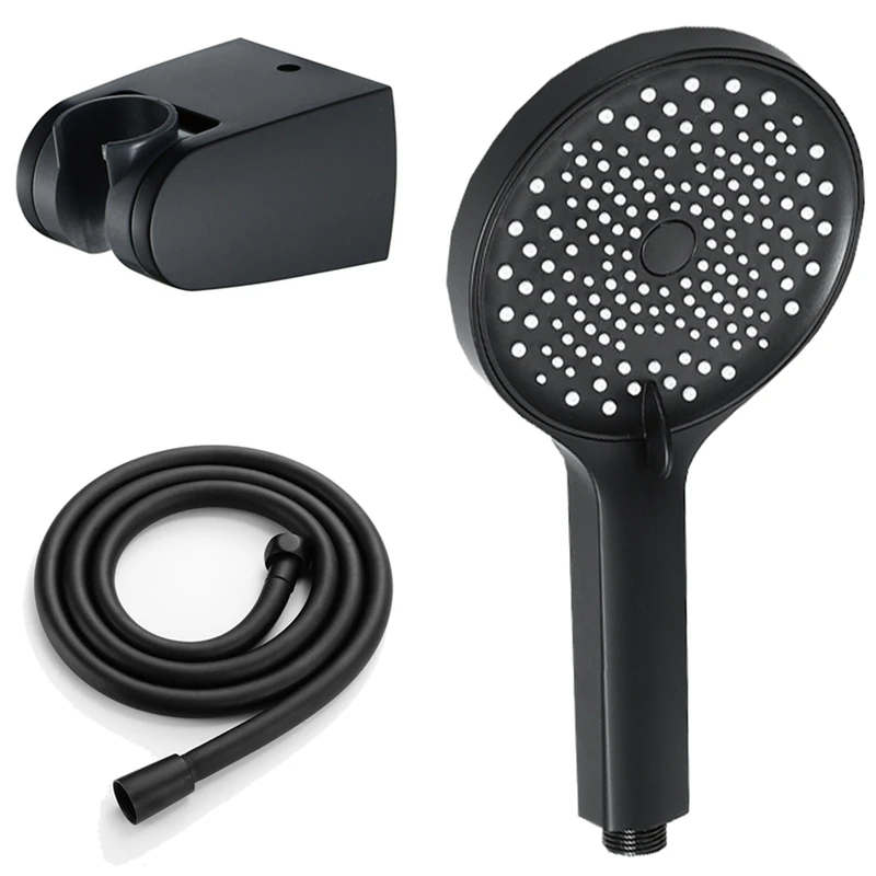 

3 Function Wall Mounted Bathroom Hand Shower ABS Round Gray Portable Shower Head With ABS Holder And PVC Hose